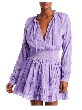HEMANT & NANDITA Lavender Smocked Mini Dress - NWT - size XS